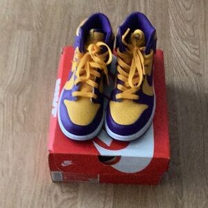 Nike Dunks purple and yellow